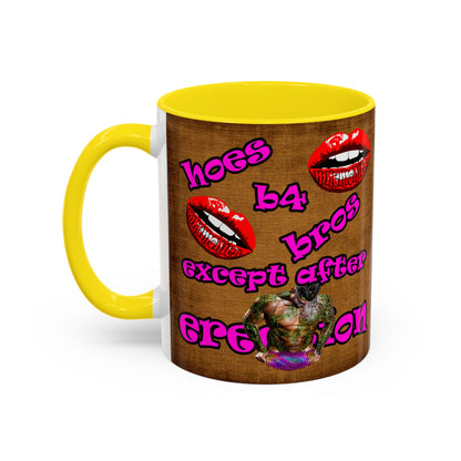 hoes b4 bros - Accent Mug (brown papyrus)