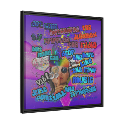 drop the beat - framed canvas art (purple-pink wave)