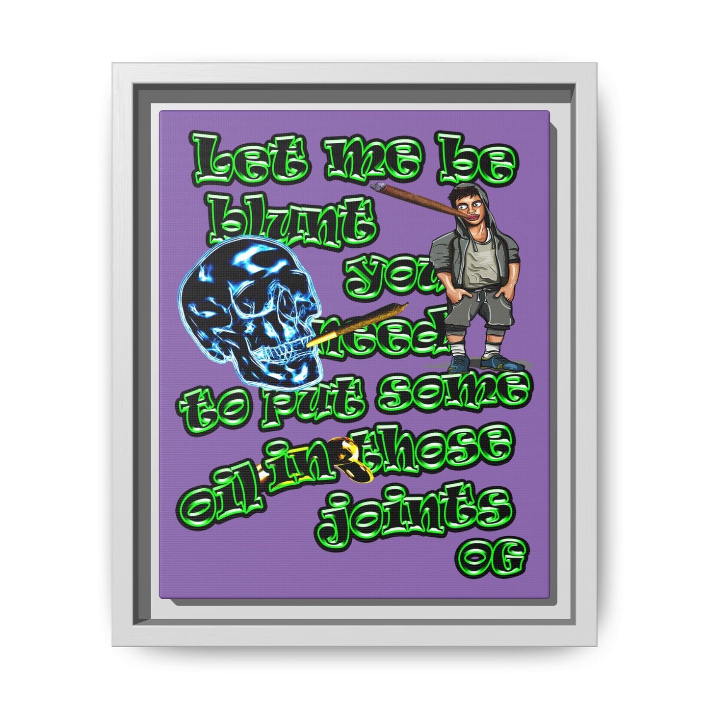 og - framed canvas art (light purple)
