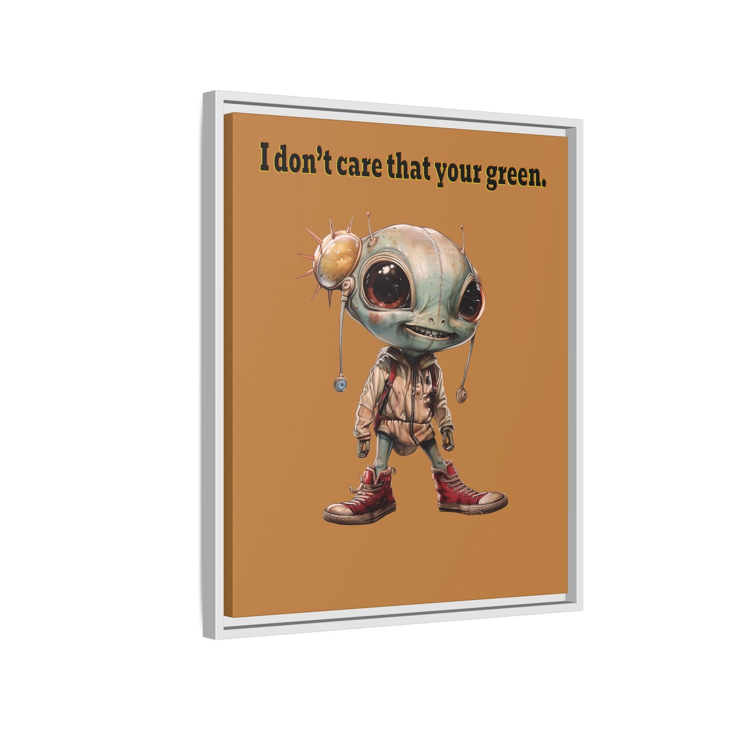 I don't care that your green - framed canvas art (light brown)