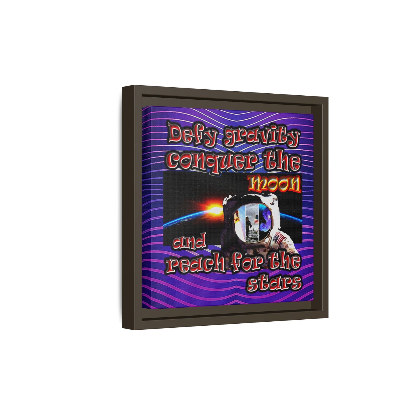 defy conquer reach - framed canvas art (purple wave)