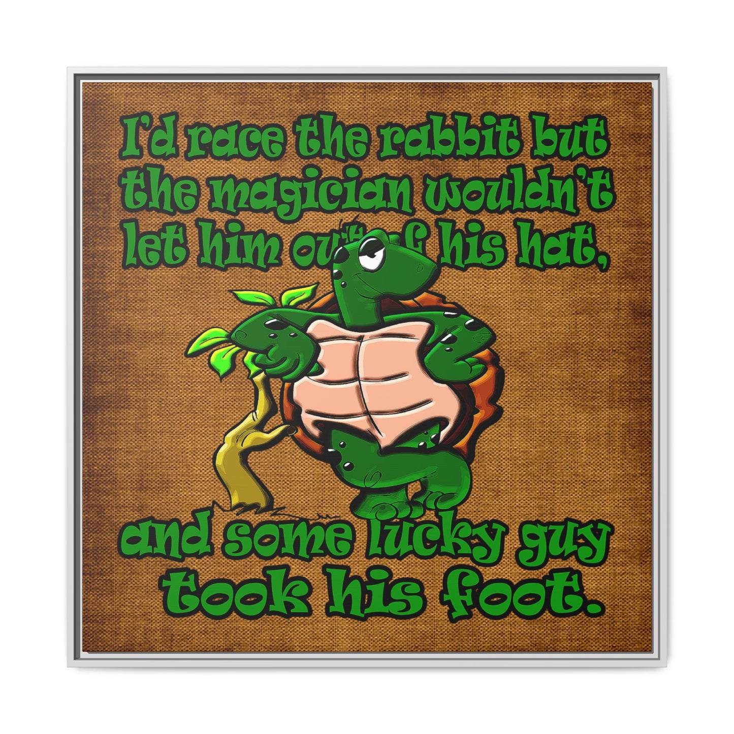 turtle race - framed canvas art (brown papyrus)