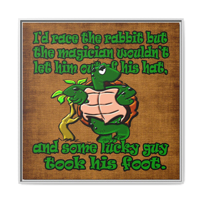 turtle race - framed canvas art (brown papyrus)