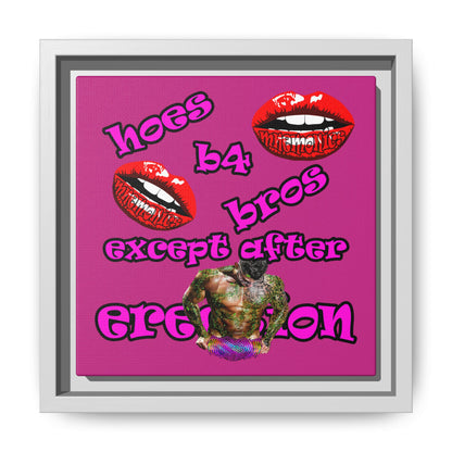 hoes b4 bros - framed canvas art (pink)