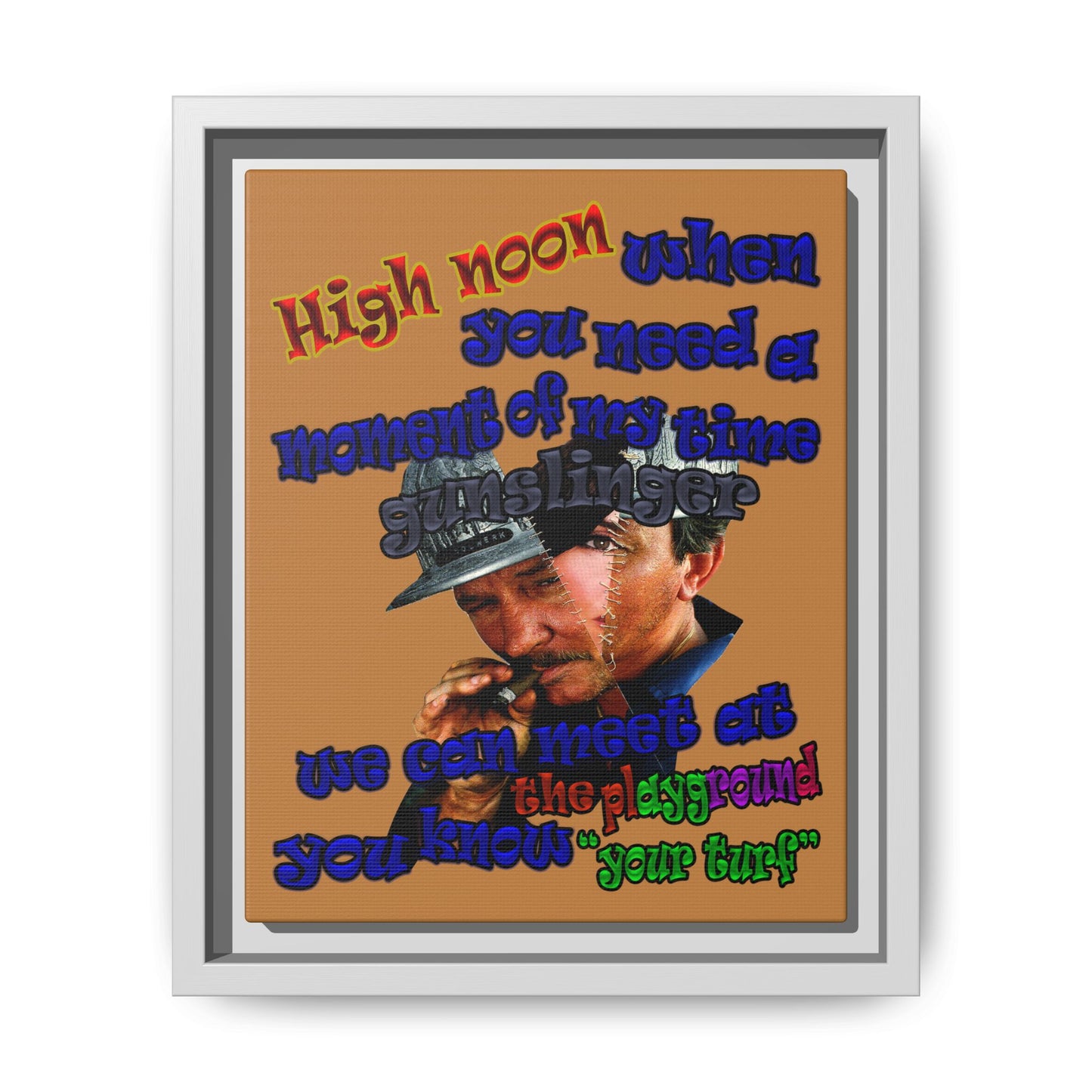high noon - framed canvas art (light brown)