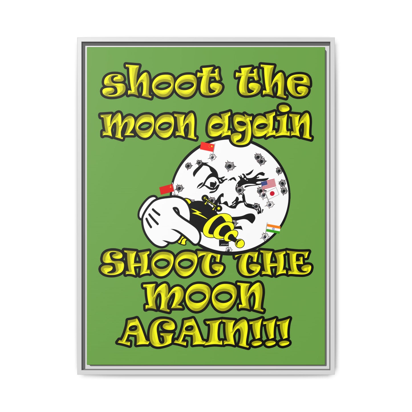 shoot the moon again - framed canvas art (green)