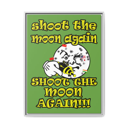 shoot the moon again - framed canvas art (green)