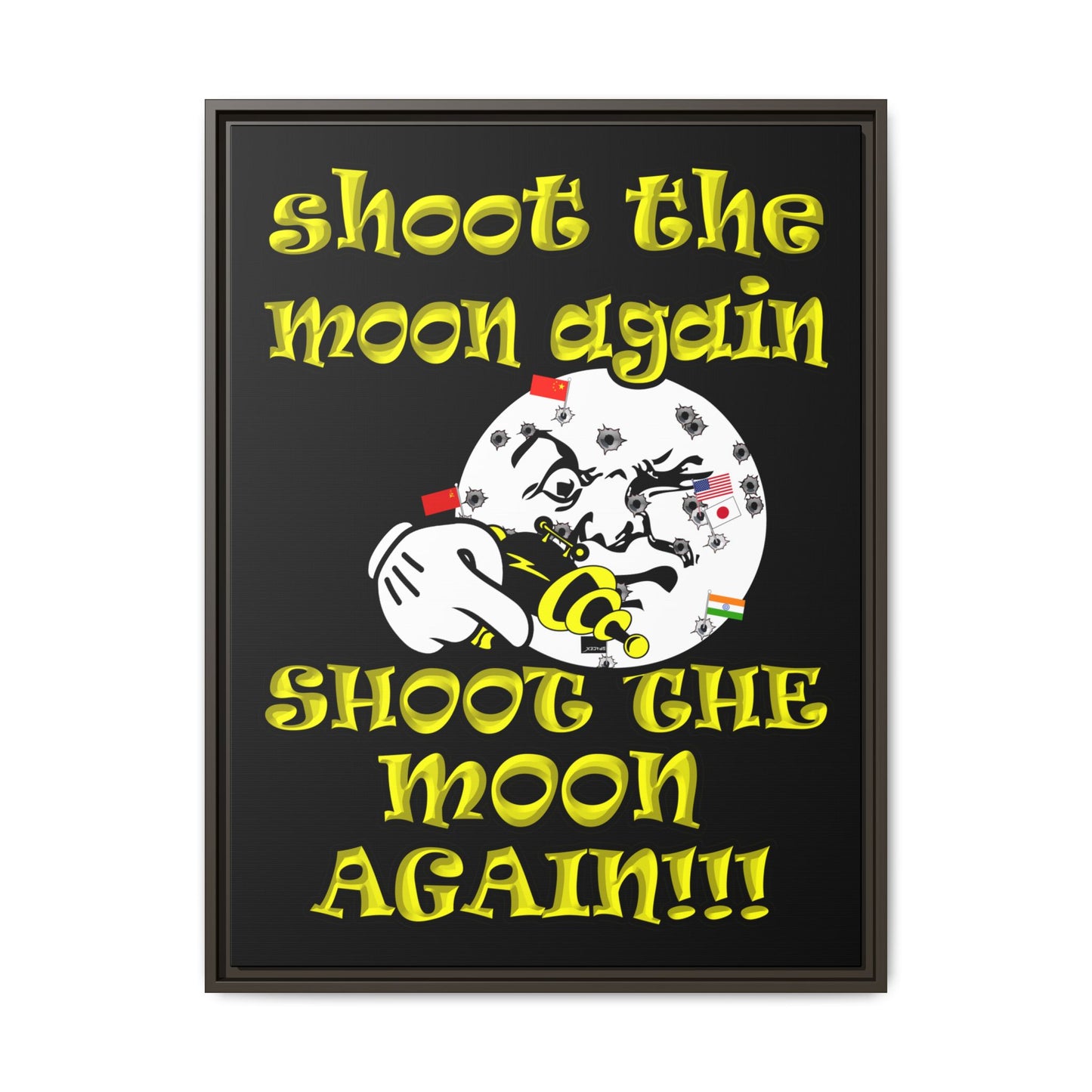 shoot the moon again - framed canvas art (black)
