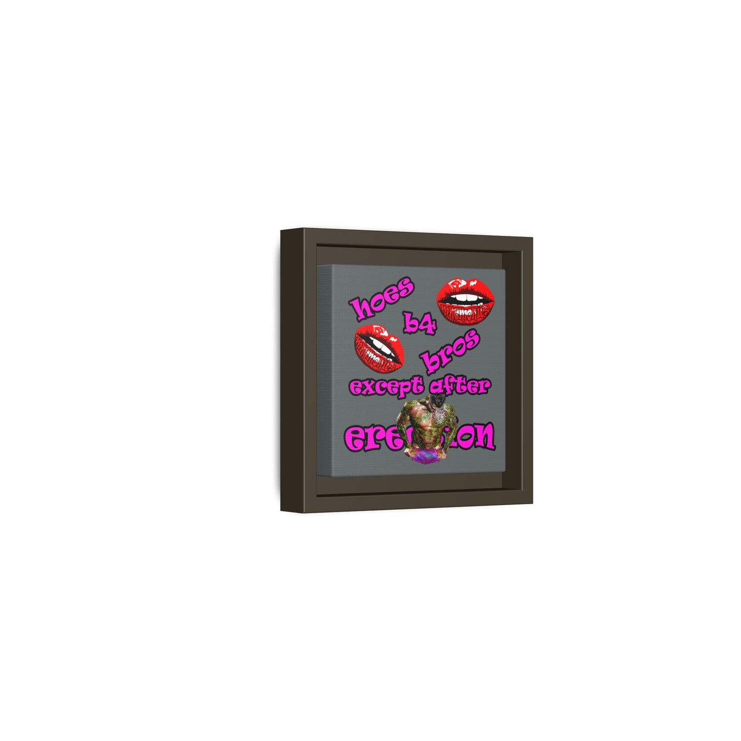 hoes b4 bros - framed canvas art (dark grey)