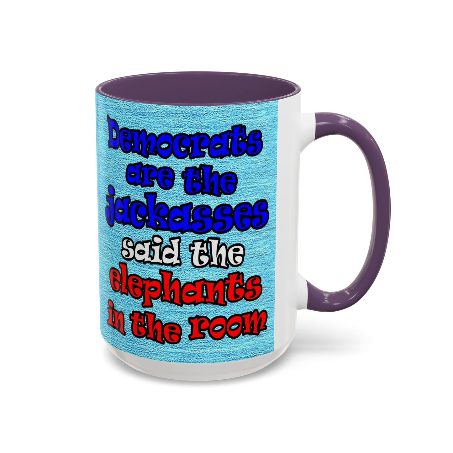 donkeys and elephants - Accent Mug (faded blue)