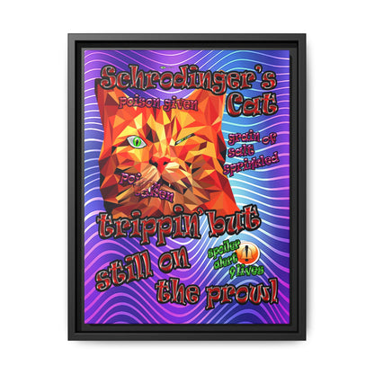 schrodinger's cat - framed canvas art (purple wave)