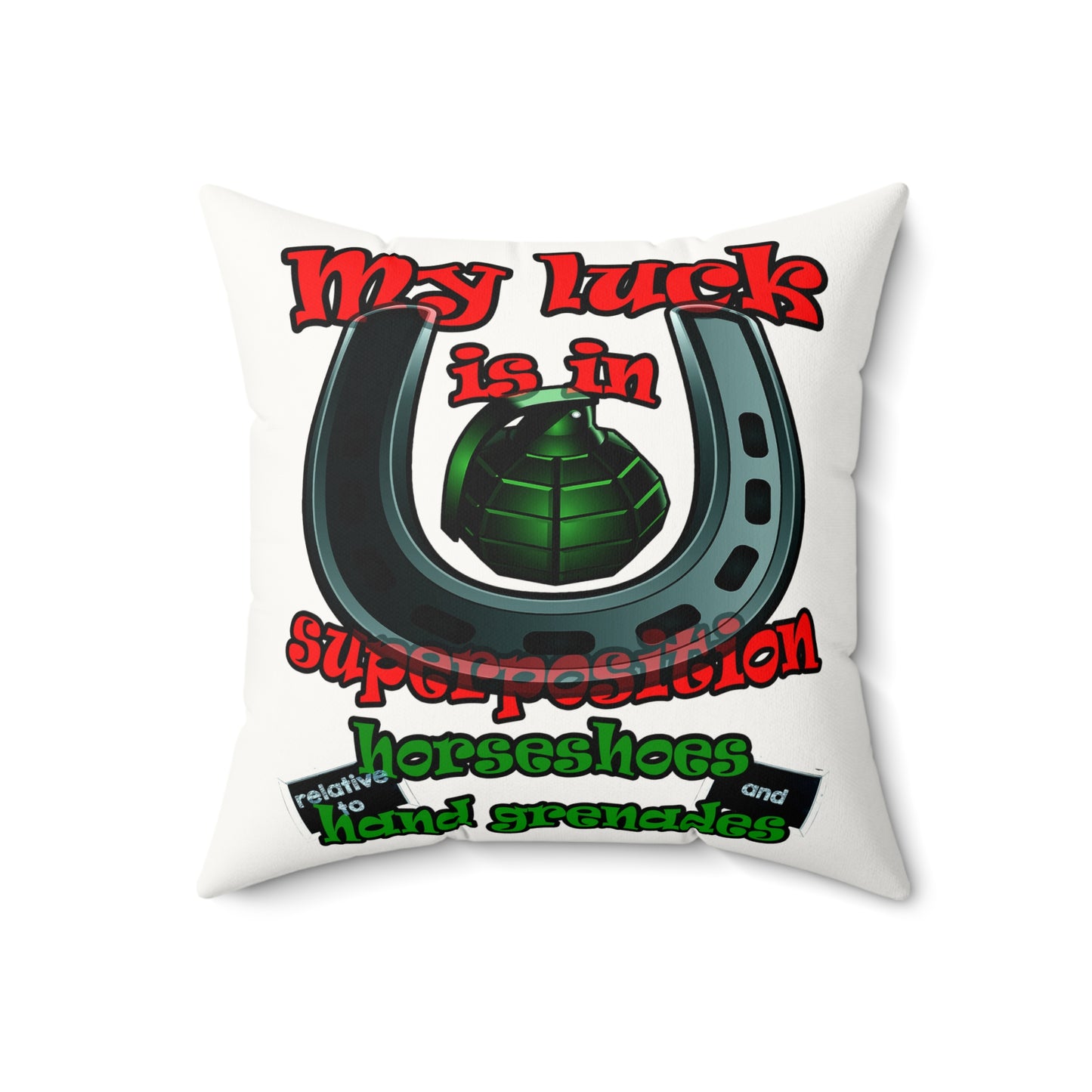 my luck - Faux Suede Square Pillow - (white)