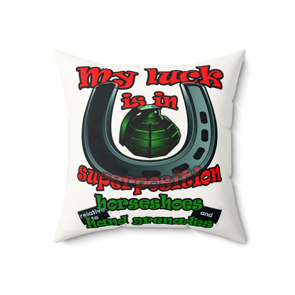 my luck - Faux Suede Square Pillow - (white)