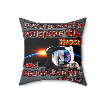 defy conquer reach - Faux Suede Square Pillow - (grey-light grey)