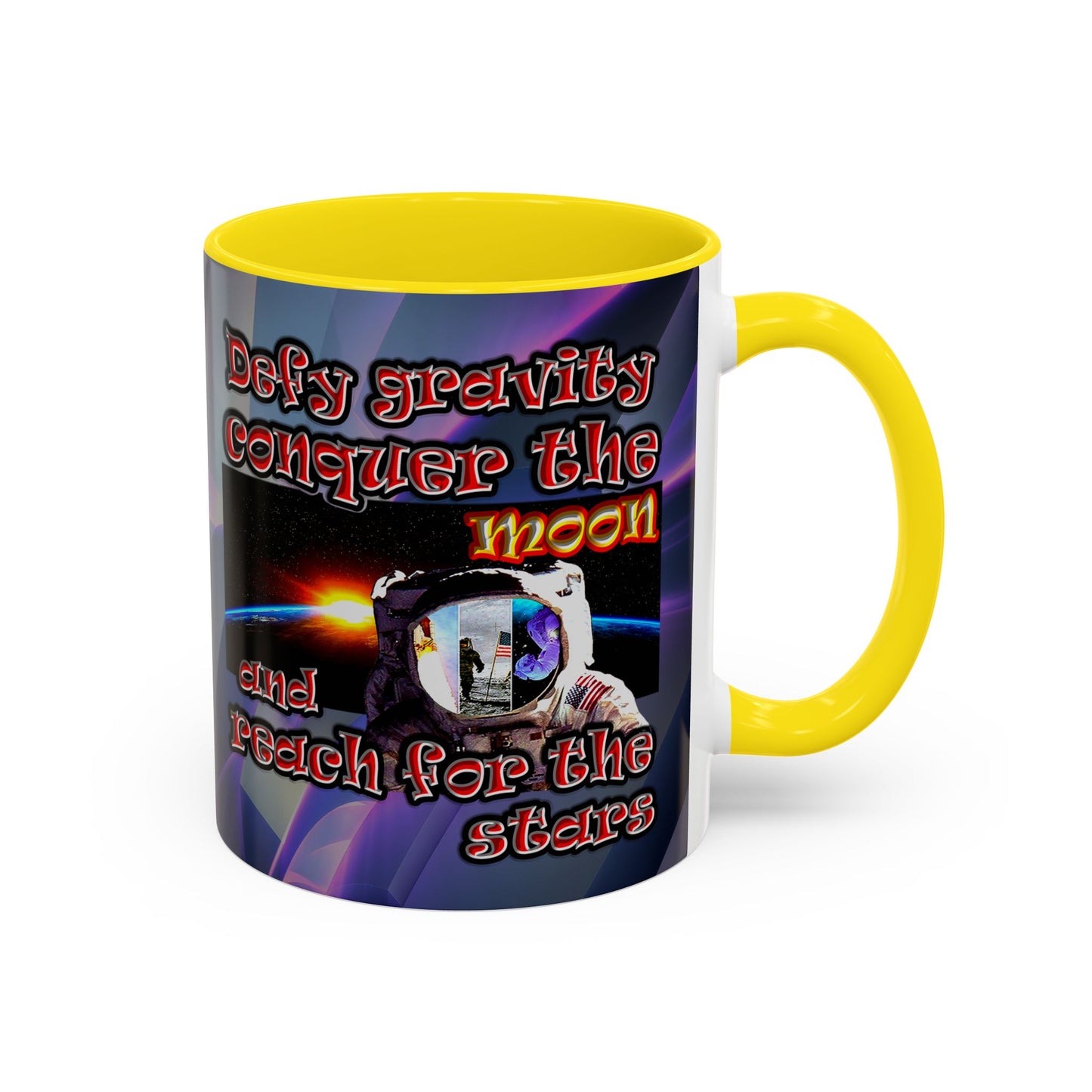 defy conquer reach - Accent Mug (grey-pink wave)