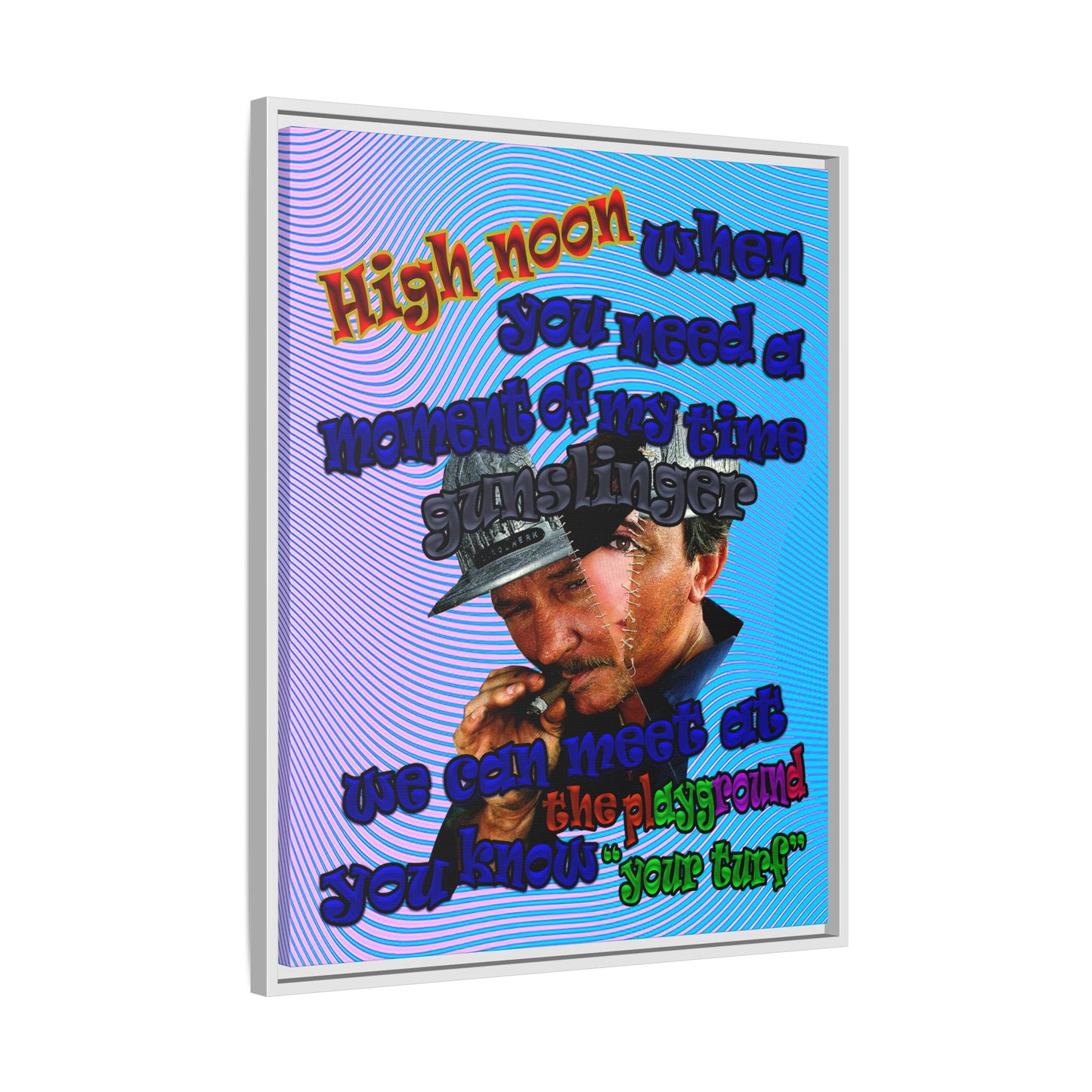 high noon - framed canvas art (light blue-purple wave)