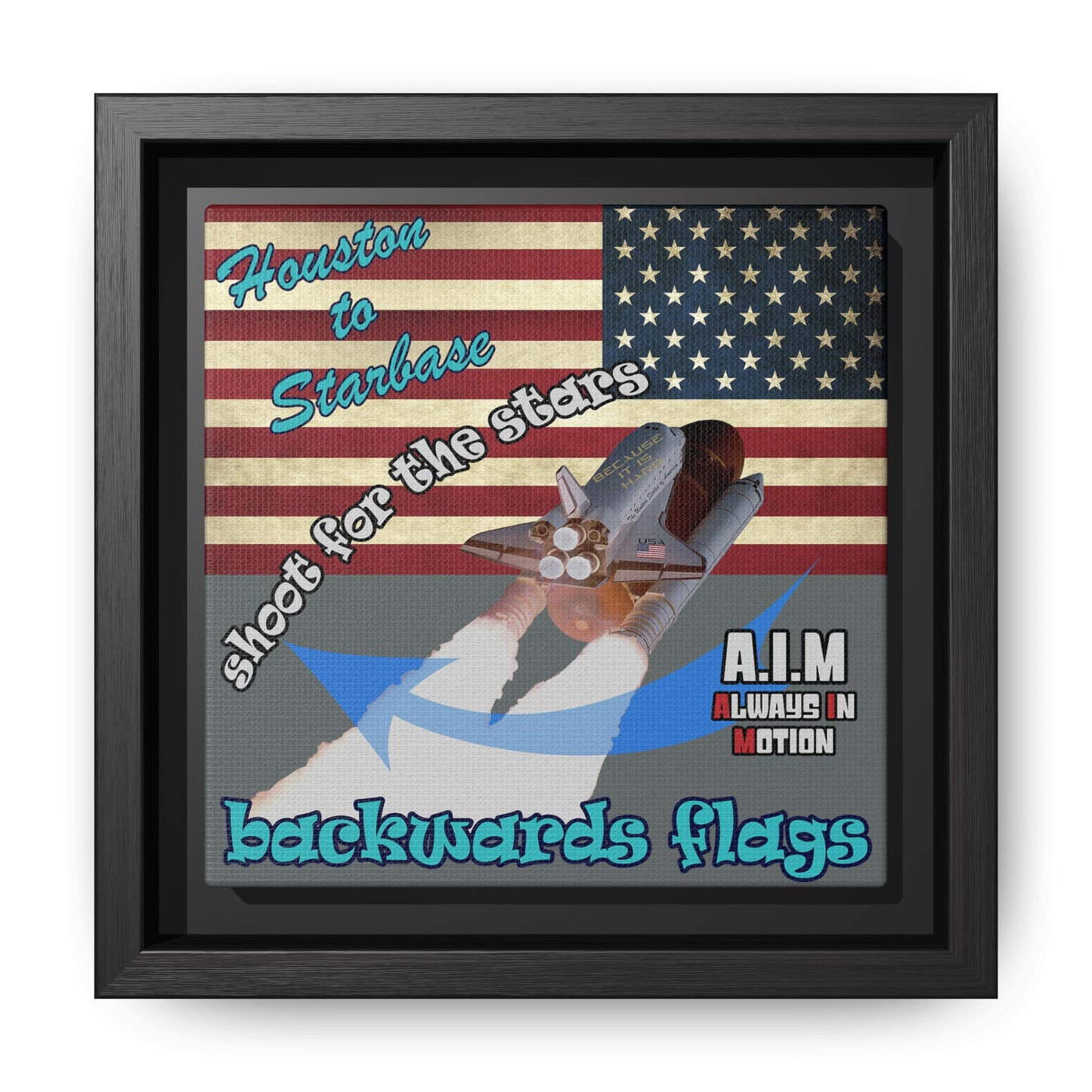 shoot for the stars - framed canvas art (dark grey)