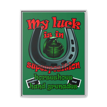my luck - framed canvas art (dark green)