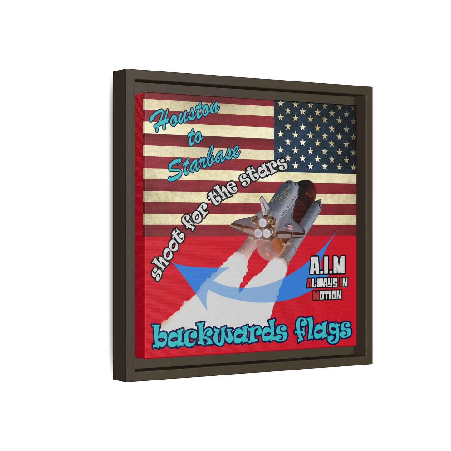 shoot for the stars - framed canvas art (dark red)
