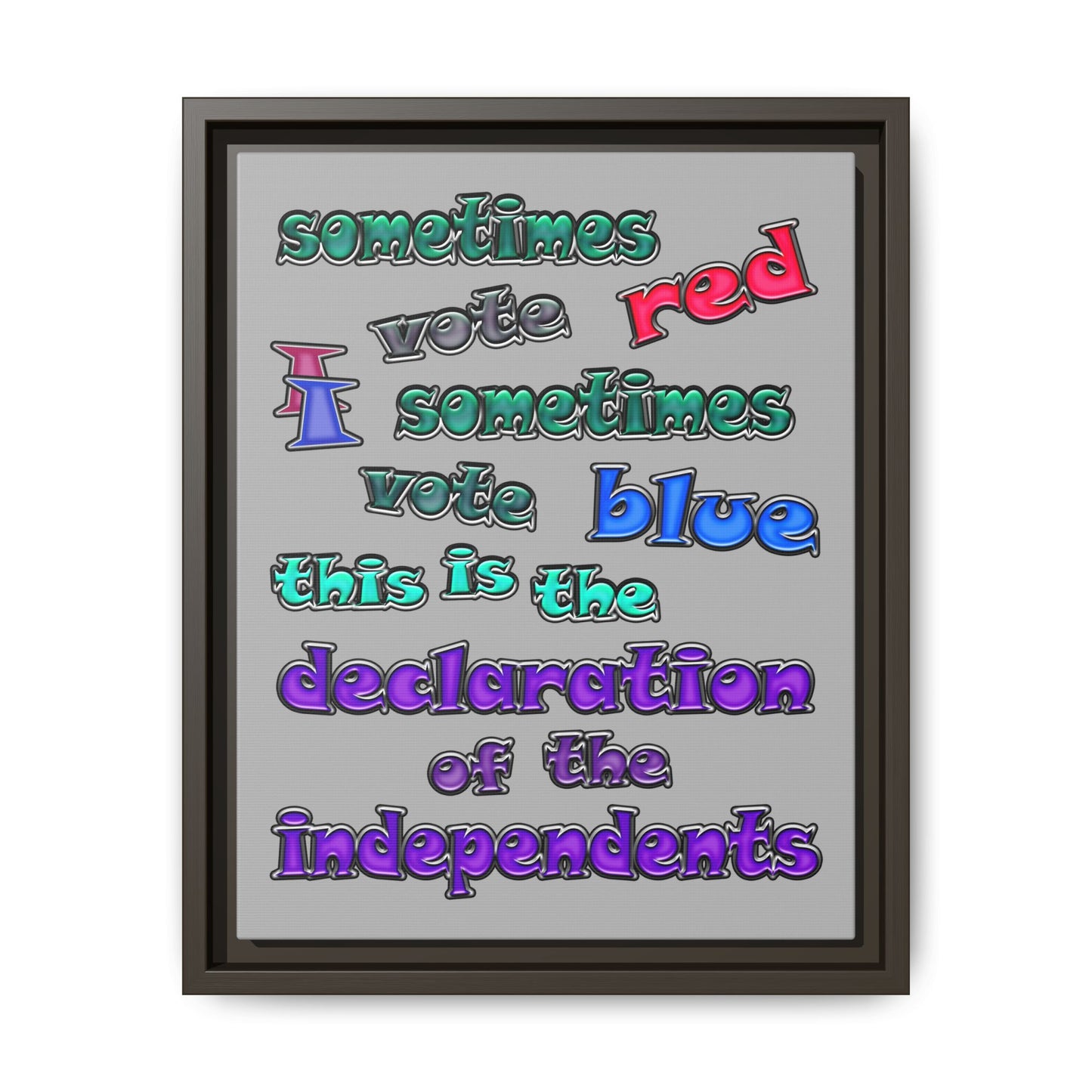 declaration of the independents - framed canvas art (light grey)