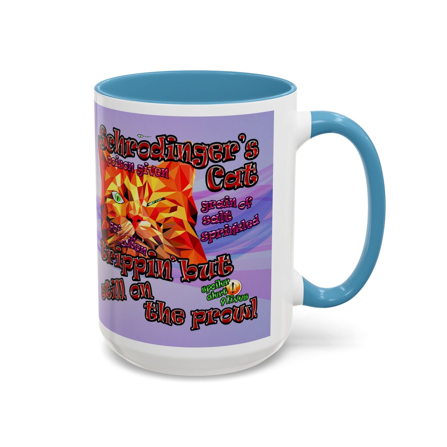 schrodinger's cat - Accent Mug (light blue-pink wave)