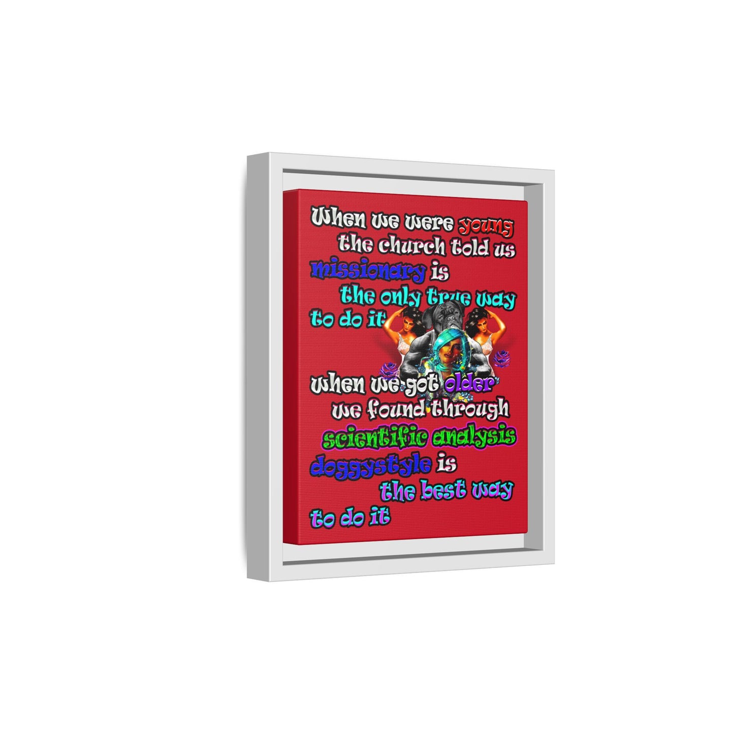 doggystyle - framed canvas art (dark red)