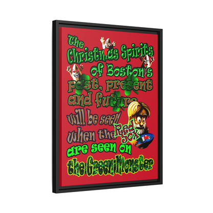 christmas spirits of boston - framed canvas art (dark red)