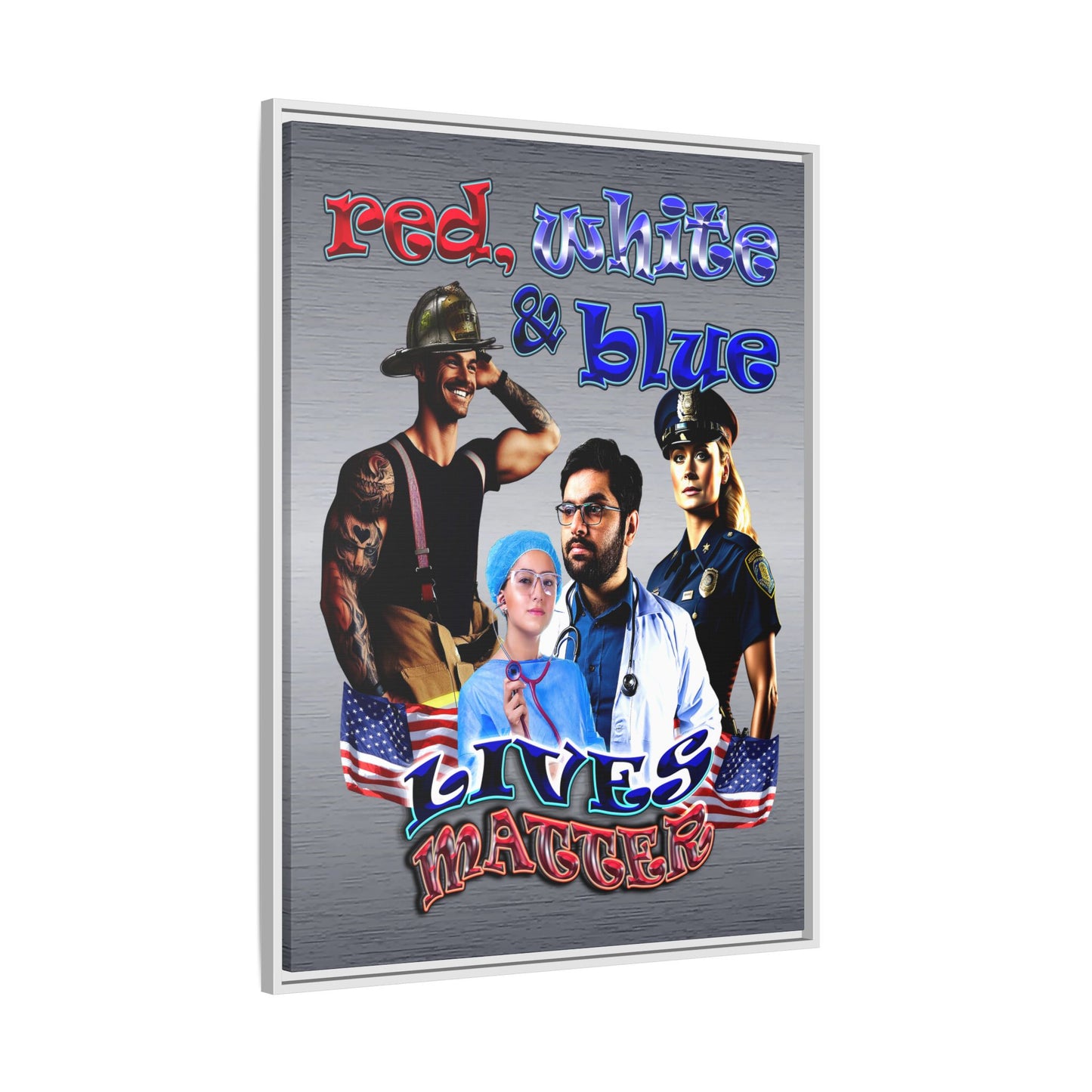 rw&b lives matter - framed canvas art (brushed nickel)