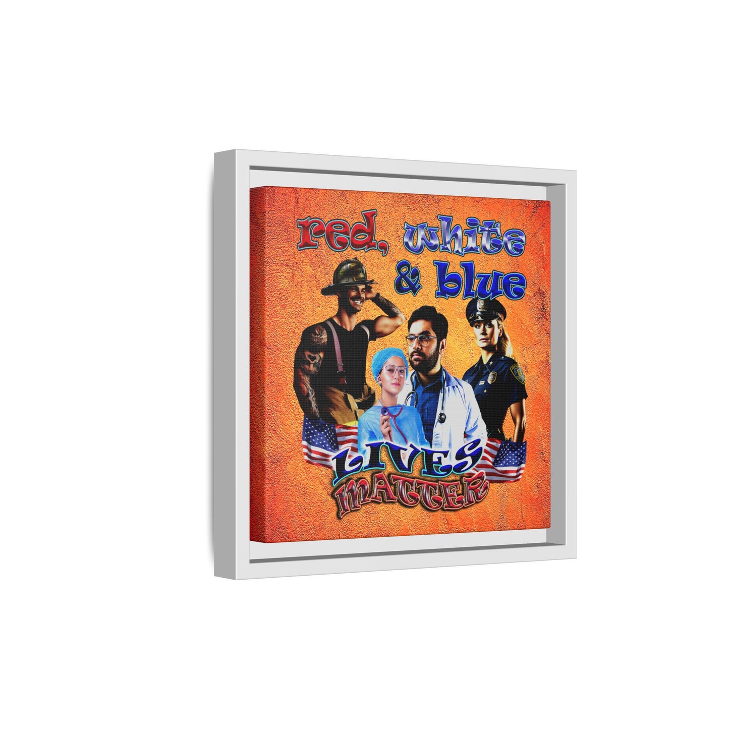 rw&b lives matter - framed canvas art (burnt orange)