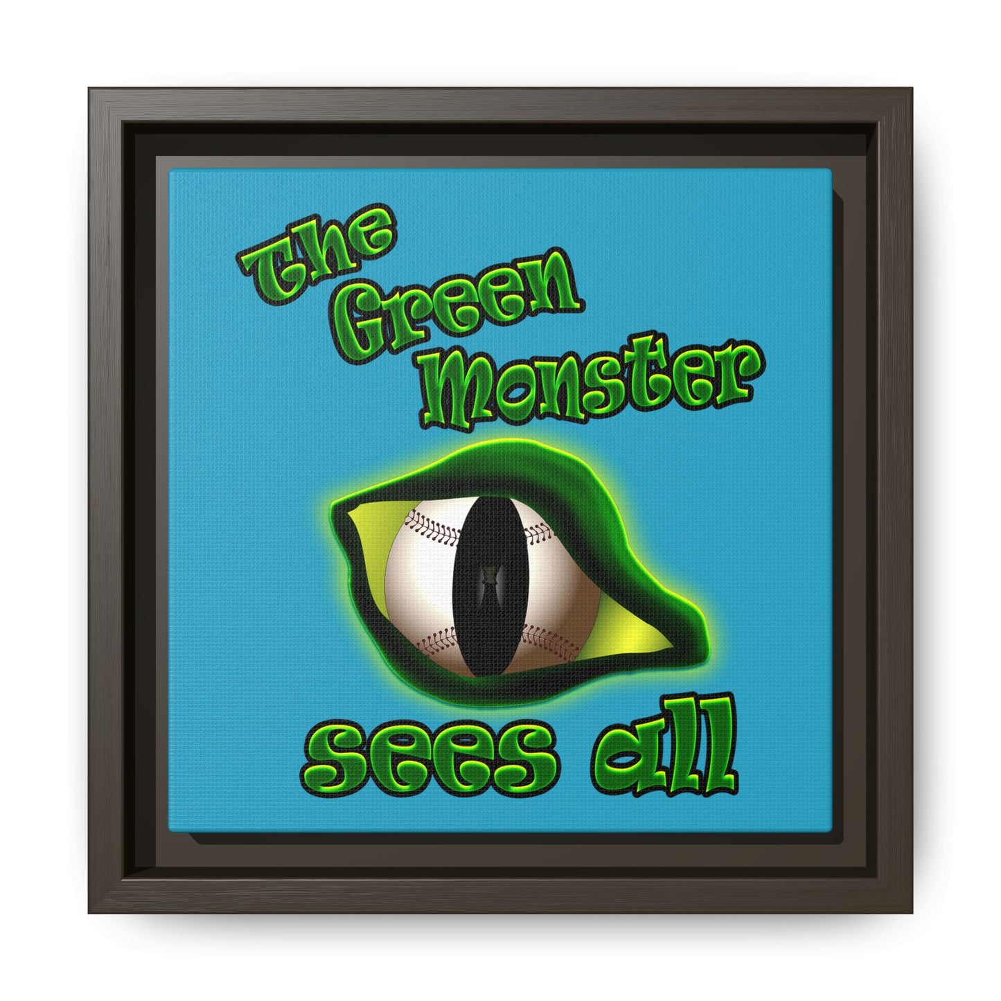 green monster - framed canvas art (turquoise)