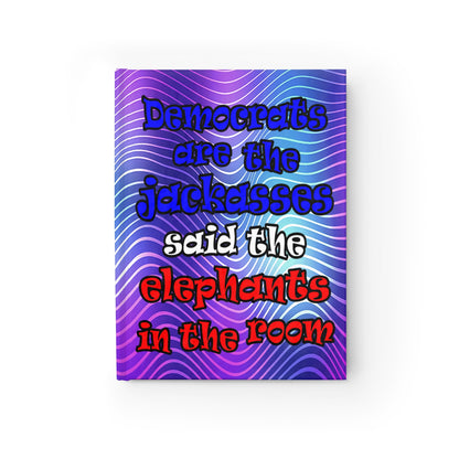 donkeys and elephants - journal-lined (purple wave)