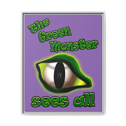 green monster - framed canvas art (light purple)