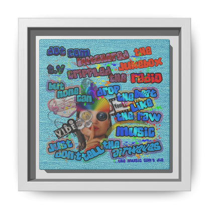 drop the beat - framed canvas art (faded blue)