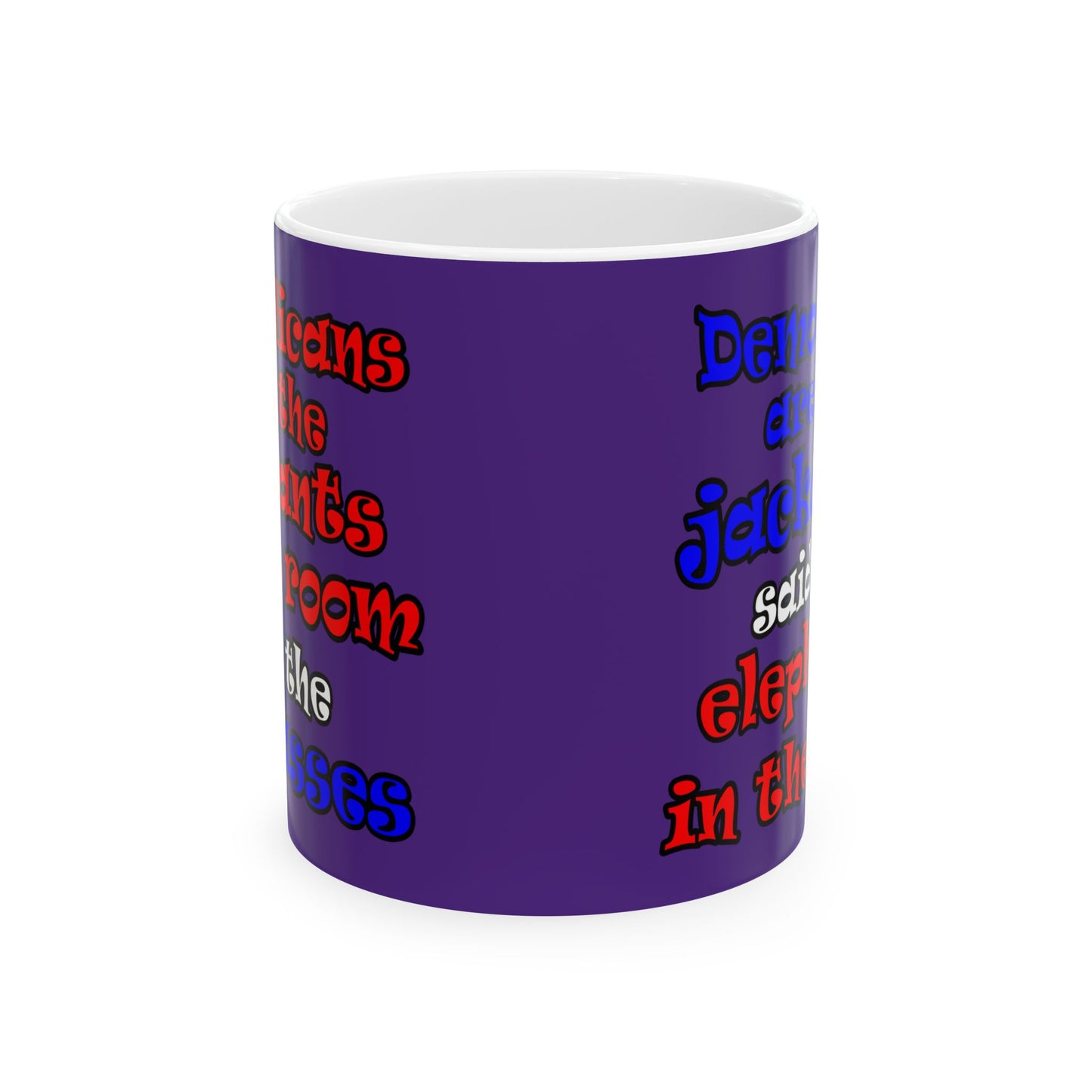 donkeys and elephants - White Mug (purple)