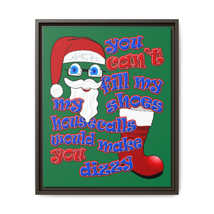 santa's shoes - framed canvas art (dark green)