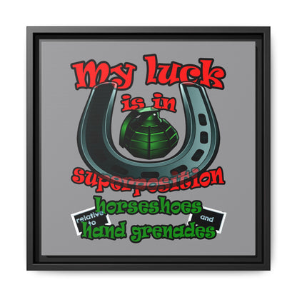 my luck - framed canvas art (grey)