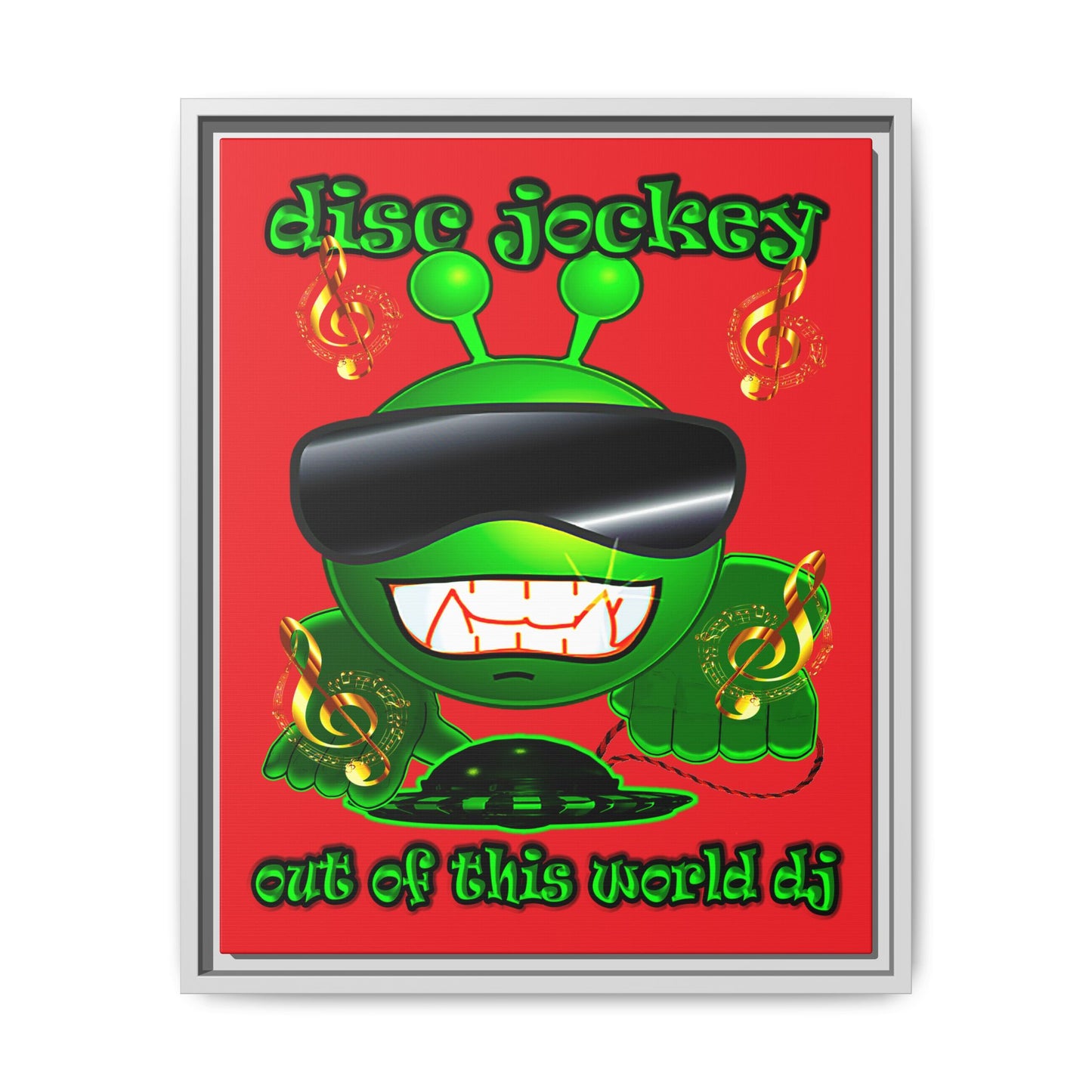 disc jockey - framed canvas art (red)