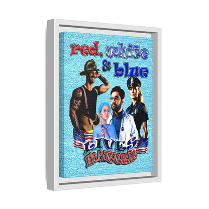 rw&b lives matter - framed canvas art (faded blue)