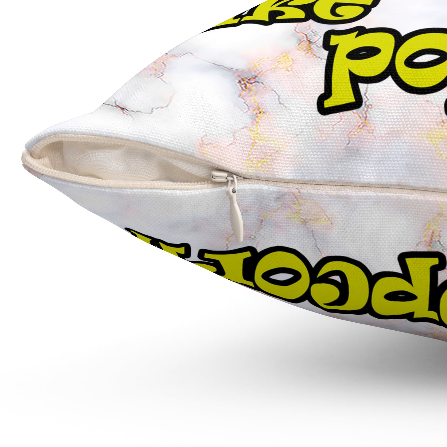 popping like popcorn - Spun Polyester Square Pillow - (white marble)