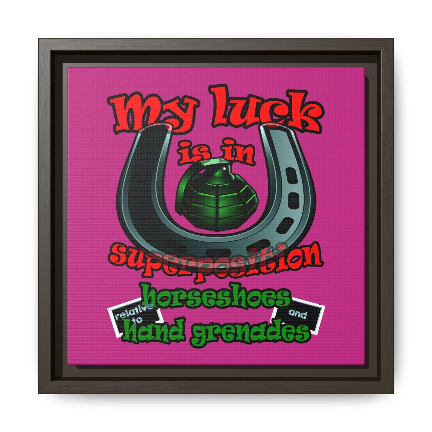 my luck - framed canvas art (pink)