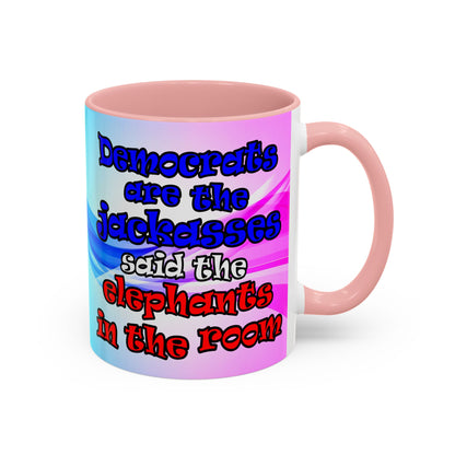 donkeys and elephants - Accent Mug (light blue-pink wave)