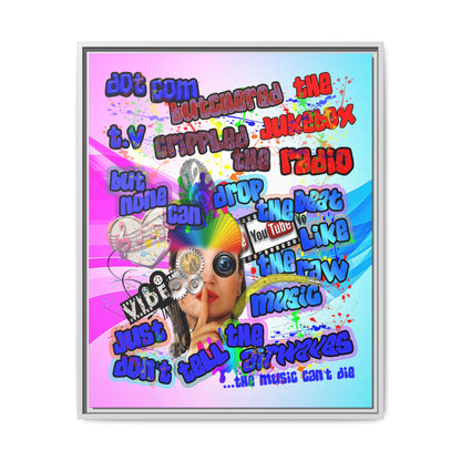 drop the beat - framed canvas art (light blue-pink wave)