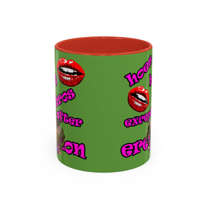 hoes b4 bros - Accent Mug (green)