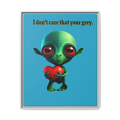 I don't care that your grey - framed canvas art (turquoise)