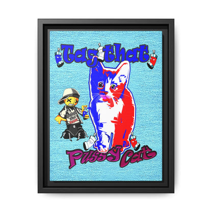 tag that - framed canvas art (faded blue)