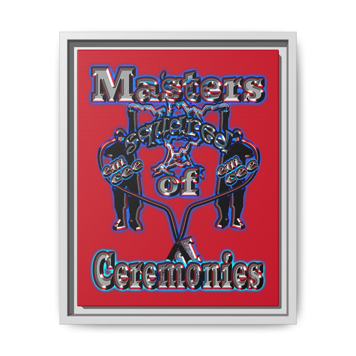 em cee squared - framed canvas art (dark red)