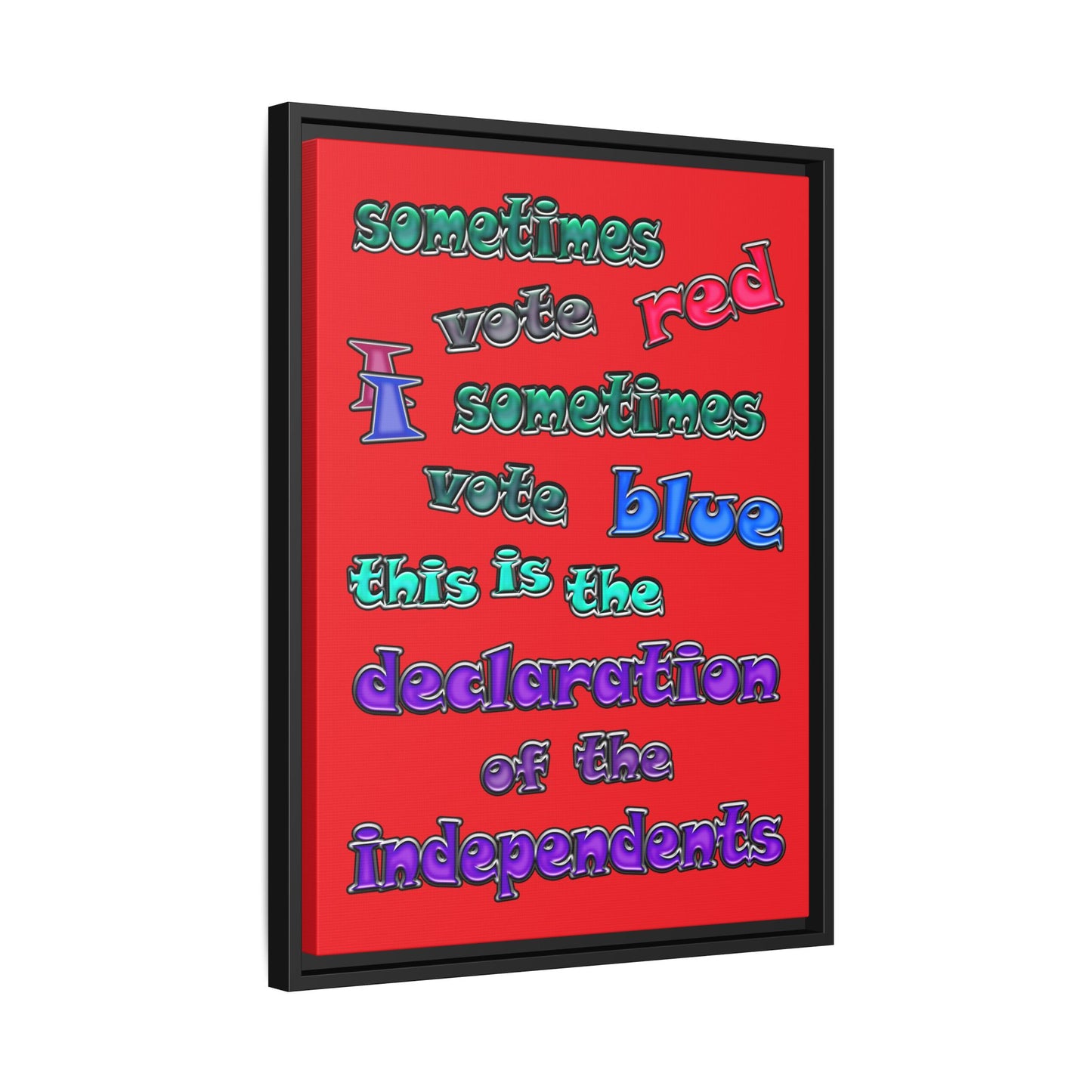 declaration of the independents - framed canvas art (red)