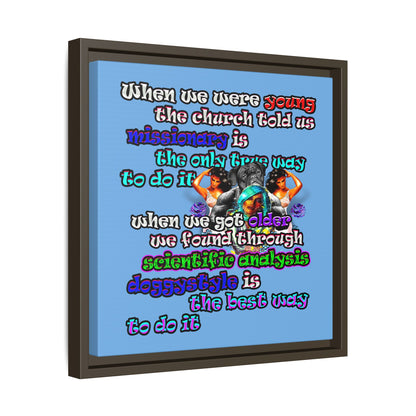 doggystyle - framed canvas art (light blue)