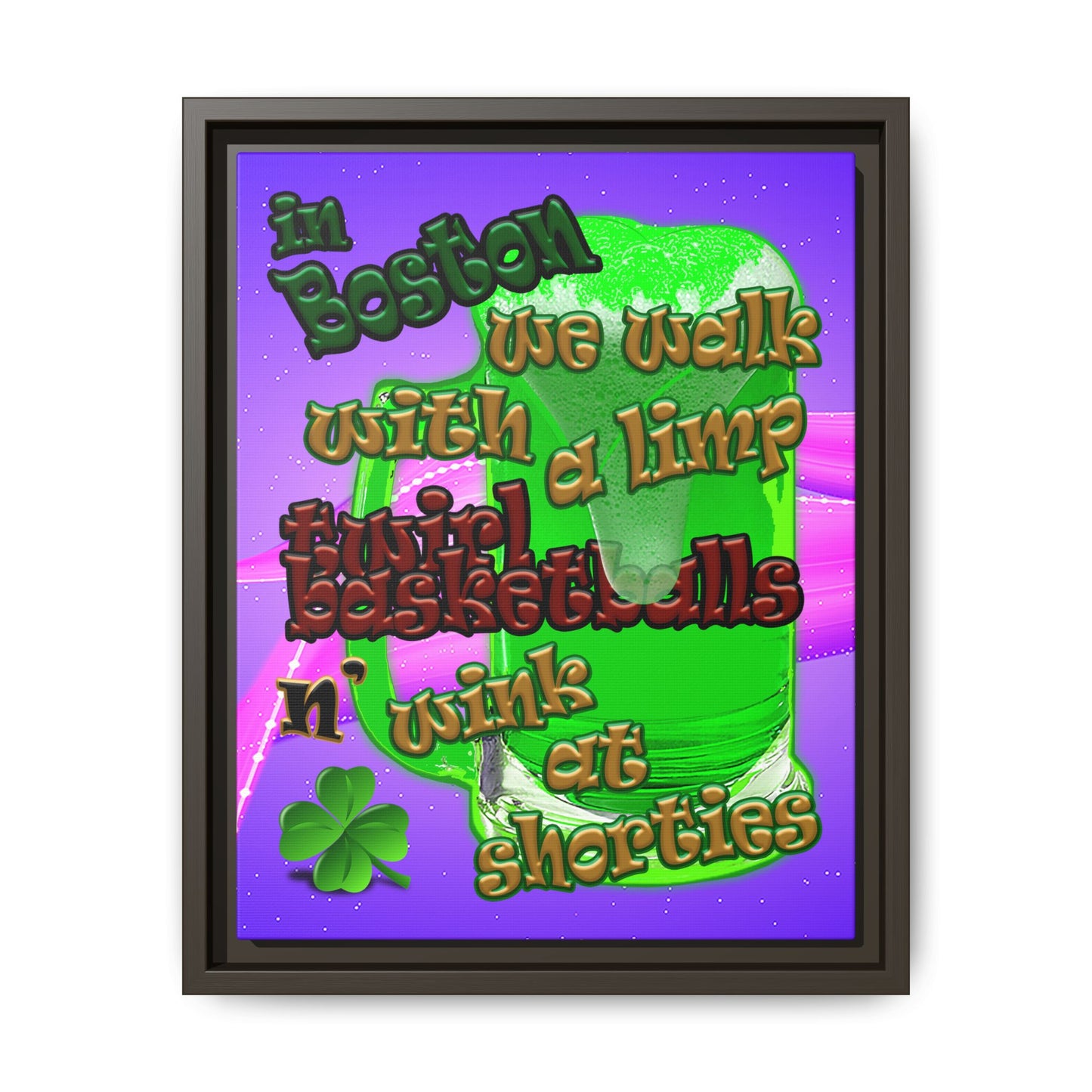 celtics logo - framed canvas art (purple-pink wave)