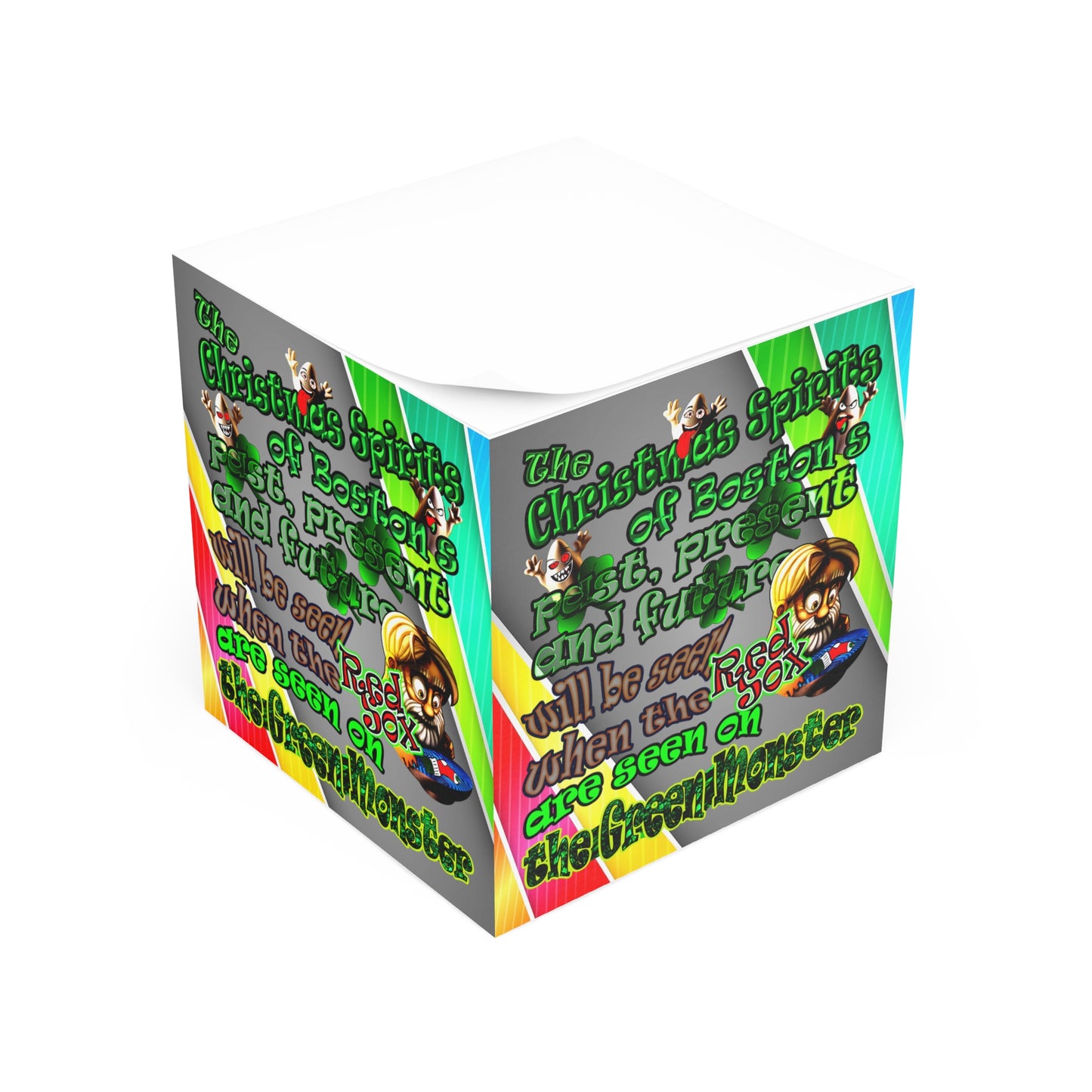 christmas spirits of boston - note cube (rainbow split)